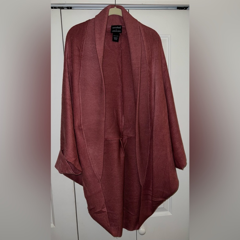 Layers by Lizden dusty rose pink Marvelush ribbed shawl collar shrug M/L